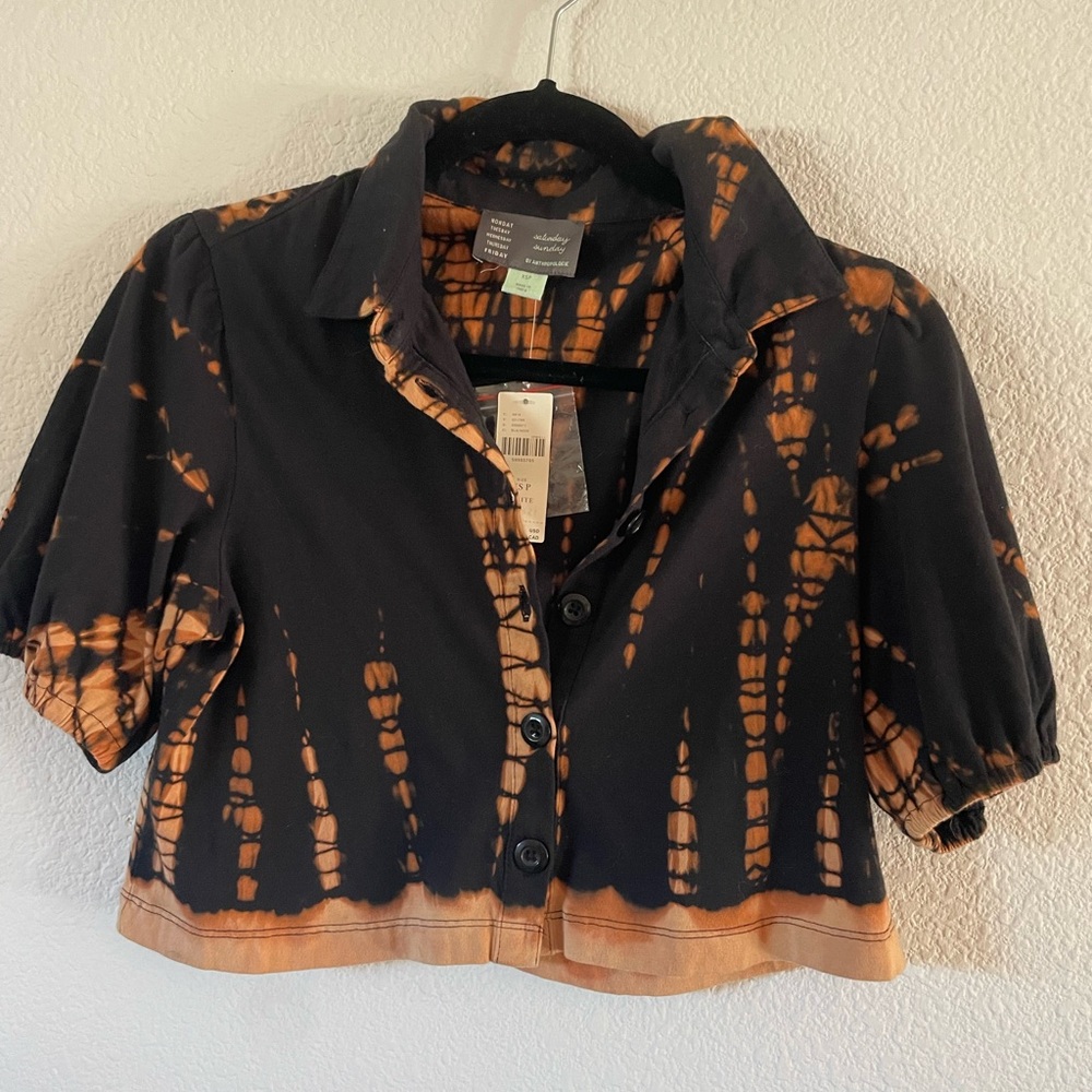 Anthropologie Black and Tan tie-dye
